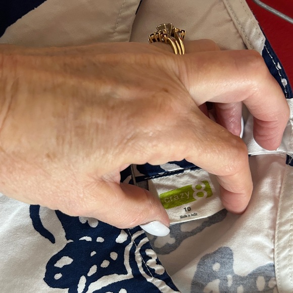 Crazy 8 White Mini Dress with Navy Floral Print size 10 - Picture 2 of 4